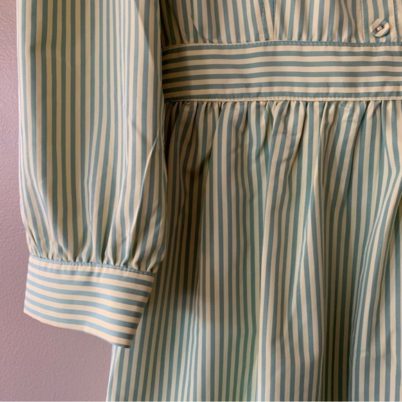NWT Walter Baker Sadia Lemon Teal Striped Long Sleeve Babydoll Dress Size 4 - Picture 9 of 16